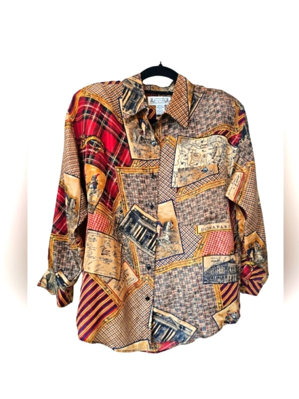 RARE Vintage Whistles 100% Silk Bonaparte French Button Up Blouse Top Longsleeve